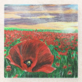 Poppy Field SF Glas Onderzetters (Voorkant)