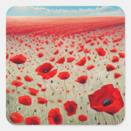 Poppy Field Square Sticker
