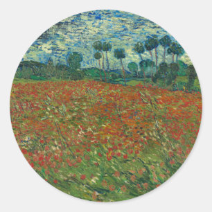 Poppy Field - Vincent van Gogh Ronde Sticker