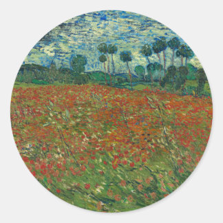 Poppy Field - Vincent van Gogh Ronde Sticker