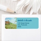 Poppy Field Waterverf Painting Wedding Etiket (Insitu)