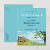 Poppy Field Waterverf Wedding Sla de datum Aankondigingskaart (Voorkant / Achterkant)