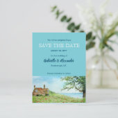 Poppy Field Waterverf Wedding Sla de datum Aankondigingskaart (Staand voorkant)