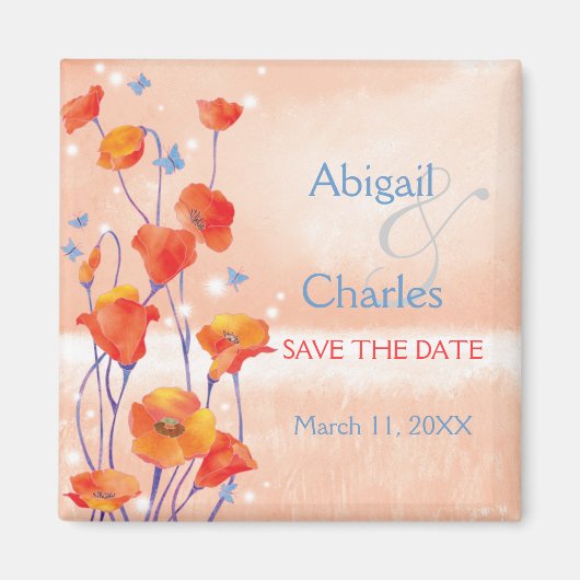 Poppy Field Wedding Save the Date Magneet (Voorkant)