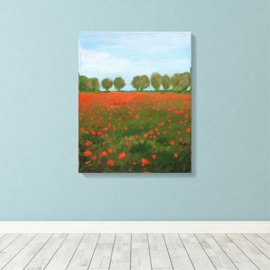 Poppy Fields Giclee Canvas Afdruk (Insitu (Houten vloer))
