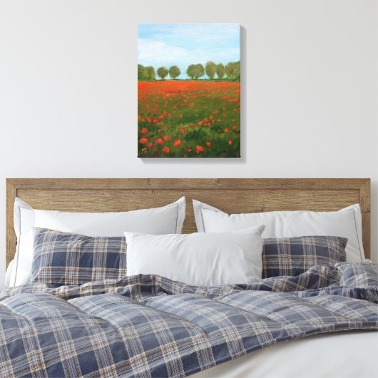 Poppy Fields Giclee Canvas Afdruk (Insitu (Slaapkamer))