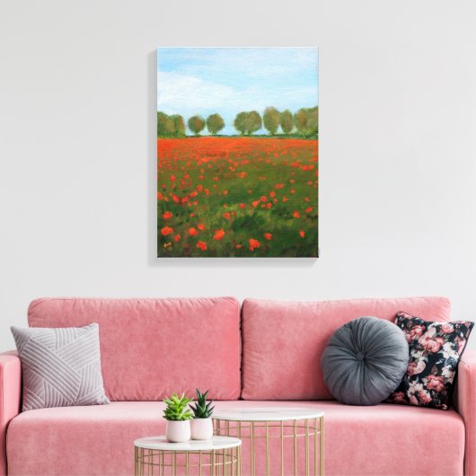 Poppy Fields Giclee Canvas Afdruk (Insitu (Woonkamer))