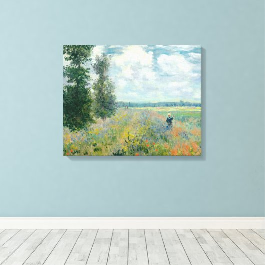 Poppy Fields nabij Argenteuil door Claude Monet Canvas Afdruk (Insitu (Houten vloer))