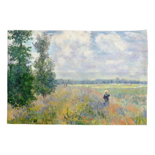 Poppy Fields nabij Argenteuil door Claude Monet Kussensloop (Achterkant)