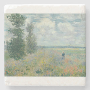 Poppy Fields nabij Argenteuil door Claude Monet Stenen Onderzetter