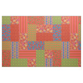 Poppy Fields Patronen Faux Patchwork Fabric Stof (Fat Quarter)