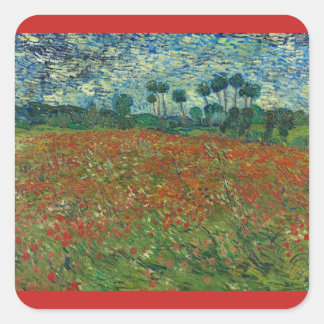 Poppy Fields van Vincent Van Gogh Vierkante Sticker