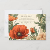  Poppy Floral Art Nouveau bruiloft Bedankkaart (Voorkant)