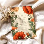 Poppy Floral Art Nouveau bruiloft Kaart