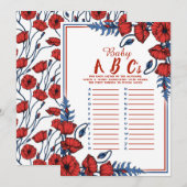 Poppy Floral Baby shower Baby ABC Game Kaart (Voorkant / Achterkant)