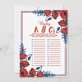 Poppy Floral Baby shower Baby ABC Game Kaart