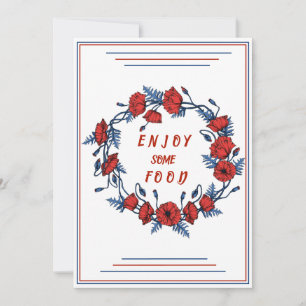 Poppy Floral Baby shower geniet van wat eten Kaart