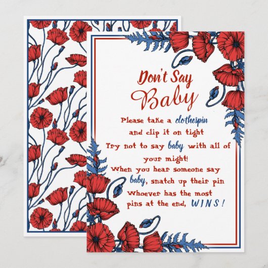 Poppy Floral Baby shower kan niet zeggen dat je Ba Kaart (Voorkant / Achterkant)