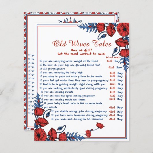 Poppy Floral Baby shower Old Wives Tale (Voorkant / Achterkant)