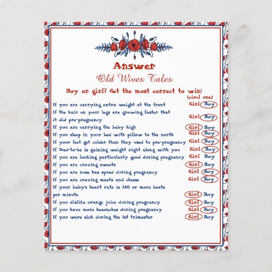 Poppy Floral Baby shower Old Wives Tale (Achterkant)