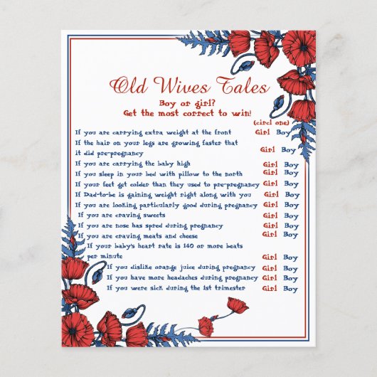 Poppy Floral Baby shower Old Wives Tale (Voorkant)