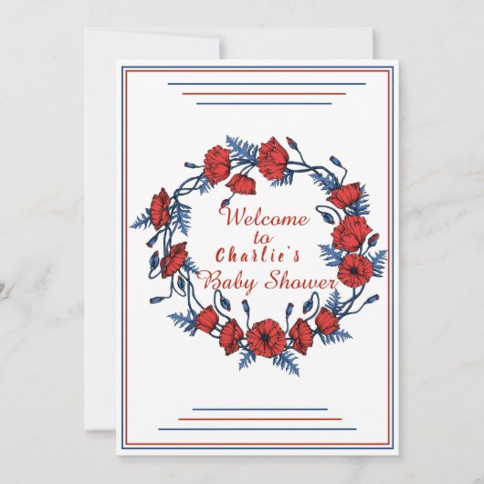 Poppy Floral Baby shower Welkomstbord Kaart (Voorkant)