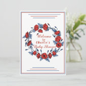Poppy Floral Baby shower Welkomstbord Kaart (Staand voorkant)