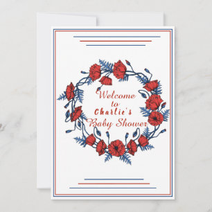 Poppy Floral Baby shower Welkomstbord Kaart