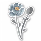 Poppy Floral Blue Sticker (Voorkant)