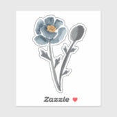 Poppy Floral Blue Sticker (Vel)