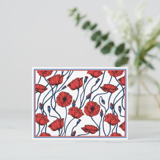 Poppy Floral Bouquet Briefkaart (Staand voorkant)
