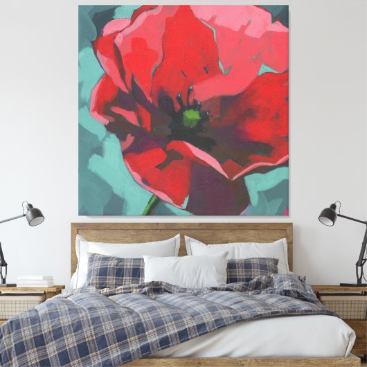 Poppy Floral Canvas Afdruk (Insitu (Slaapkamer))