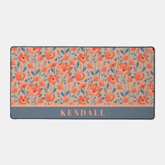  Poppy Floral Cottagecore Bureaumat (Voorkant)