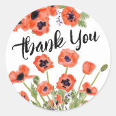 Poppy Floral Dank u Ronde Sticker (Voorkant)