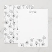 Poppy Floral Gepersonaliseerde briefpapier Note Ka Notitiekaartje (Voorkant / Achterkant)