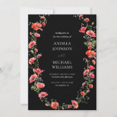 Poppy Floral Hart Script Lente Botanische bruiloft Kaart (Voorkant)