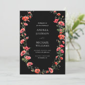 Poppy Floral Hart Script Lente Botanische bruiloft Kaart (Staand voorkant)