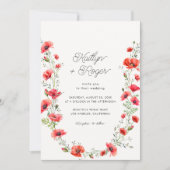 Poppy Floral Lijst Lente Bloem Botanische Bruiloft Kaart (Voorkant)