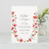 Poppy Floral Lijst Lente Bloem Botanische Bruiloft Kaart (Staand voorkant)