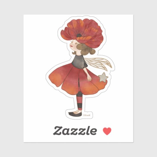 Poppy Floral Pixie Sticker (Vel)