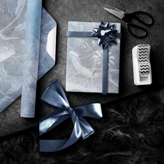 Poppy Floral | Prachtige blauwe mosterdventilator Cadeaupapier