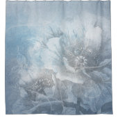 Poppy Floral | Prachtige blauwe mosterdventilator Douchegordijn (Voorkant)