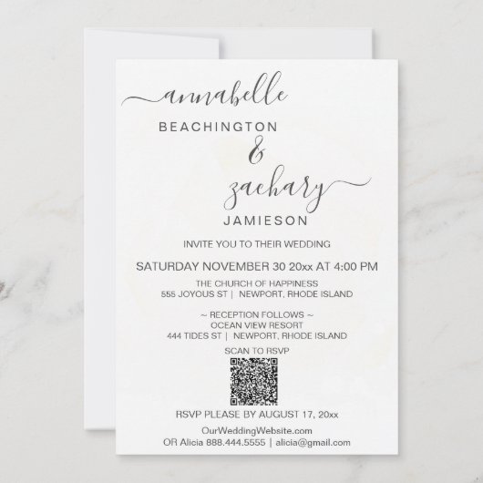 ** POPPY Floral RSVP - QR code AR9 Huwelijk Kaart (Achterkant)