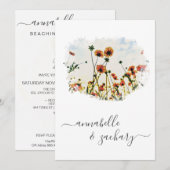 ** POPPY Floral RSVP - QR code AR9 Huwelijk Kaart (Voorkant / Achterkant)