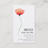 *~* Poppy Floral Wedding Event Planner Simple Visitekaartje (Achterkant)