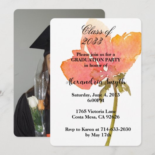 Poppy Flower Afstuderen uw foto Kaart (Voorkant / Achterkant)