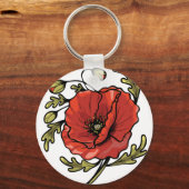 Poppy Flower Art Nouveau Sleutelhanger (Voorkant)