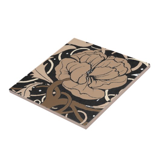 Poppy Flower Art Nouveau tile Tegeltje (Zijkant)