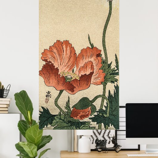 Poppy Flower beroemd gemaakt door Ohara Koson Poster (Thuiskantoor)