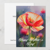 Poppy Flower Botanical Painting Moederdag Kaart (Voorkant / Achterkant)